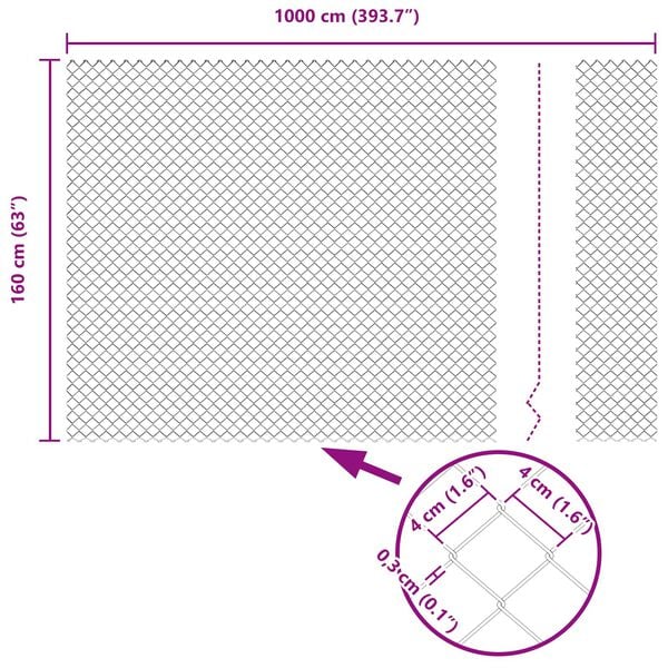 vidaXL Reťazový plot Sivá 10 x 1.6 m Oceľ
