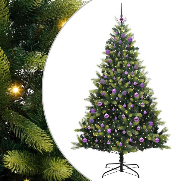 vidaXL Umel&yacute; skladac&iacute; vianočn&yacute; stromček 300 LED di&oacute;d Zelen&aacute; 240 cm