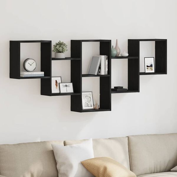 vidaXL Nástenná polica čierna dub 159x18x66 cm kompozitné drevo