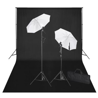 vidaXL Fotografické vybavenie: čierne fotopozadie 600x300cm+osvetlenie