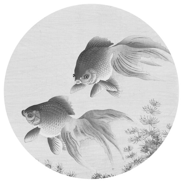 WallArt Kruhov&aacute; tapeta Two Goldfish 142,5 cm