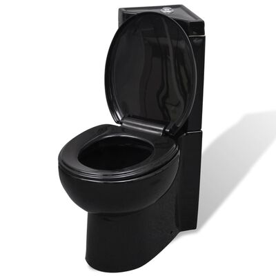 Čierna keramická rohová toaleta WC