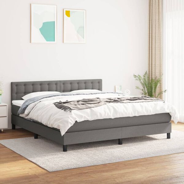 vidaXL Boxspring posteľ s matracom tmavosivá 160x200 cm látka