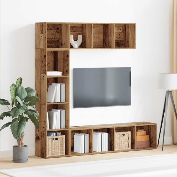 VidaXL skrinky na knihy 3 ks Old Wood Engineered Wood