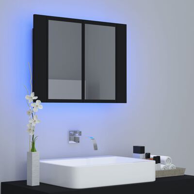 vidaXL LED kúpeľňová zrkadlová skrinka čierna 60x12x45 cm
