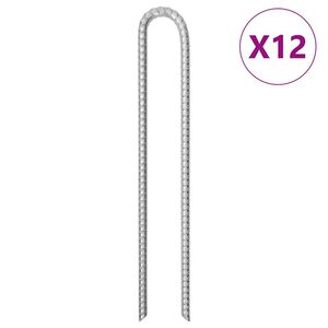 vidaXL Stanov&eacute; kol&iacute;ky 12 ks v tvare U 41,5 cm &Oslash;12 mm pozinkovan&aacute; oceľ