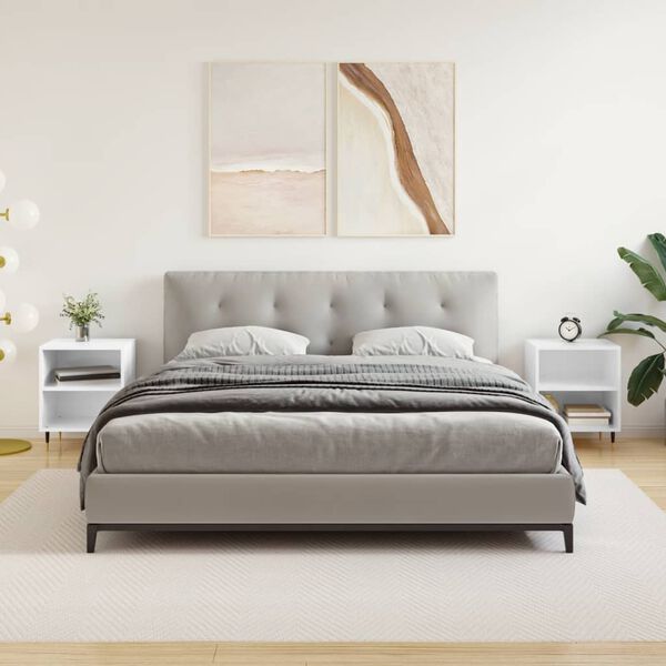 vidaXL Nočn&eacute; skrinky 2 ks leskl&eacute; biele 40x30x50 cm kompozitn&eacute; drevo