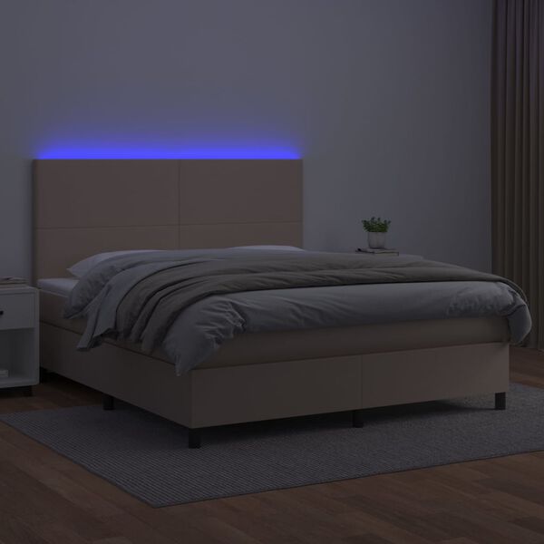 vidaXL Boxspring posteľ matrac a LED kapuč&iacute;nov&aacute; 160x200 cm umel&aacute; koža