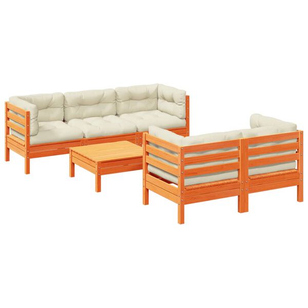 vidaXL 6-dielna z&aacute;hrad. sedacia s&uacute;prava vank&uacute;&scaron;e voskov&aacute; hned&aacute; borovica