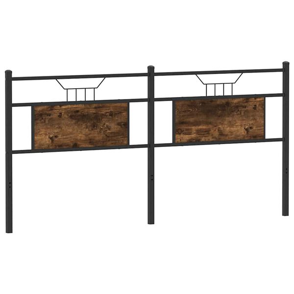vidaXL N&aacute;hradn&eacute; čelo postele, tmav&yacute; dub 180 cm, kompozitn&eacute; drevo a oceľ