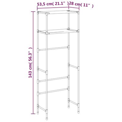 vidaXL 2-poschodový úložný stojan nad WC sivý 53,5x28x143 cm železo