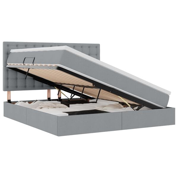 vidaXL Postel s &uacute;ložn&yacute;m prostorem a matrac&iacute; Svetlosiv&aacute; 180 x 200 cm