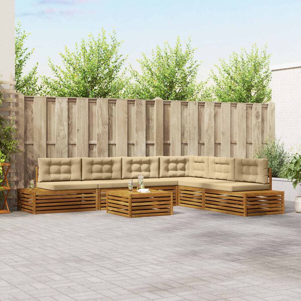 vidaXL Z&aacute;hradn&aacute; s&uacute;prava gaučov s vank&uacute;&scaron;om 7 Kus Pr&iacute;rodn&aacute; a b&eacute;žov&aacute;