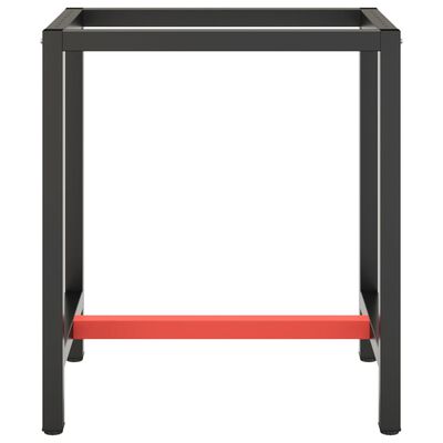 vidaXL Rám pracovného stola matný čierny a matný červený 70x50x79 cm kov
