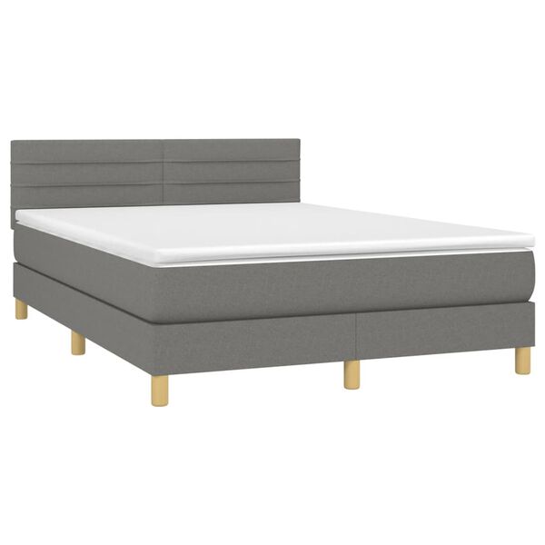 vidaXL Boxspring posteľ s matracom tmavosiv&aacute; 140x200 cm l&aacute;tka