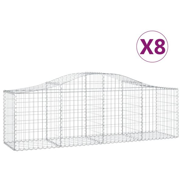vidaXL Oblúkový gabionový kôš 8 ks 200x50x60/80 cm pozinkované železo
