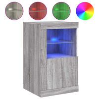vidaXL Bočná skrinka s LED svetlami sivá sonoma kompozitné drevo