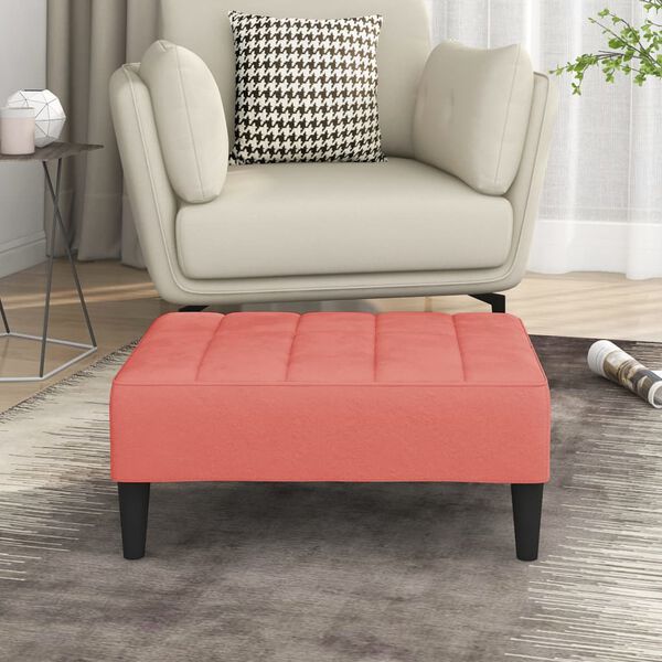 vidaXL Podnožka ružov&aacute; 78x56x32 cm zamatov&aacute;