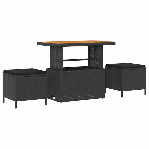 vidaXL Súprava záhradných pohoviek 9 pcs Čierna polyratan