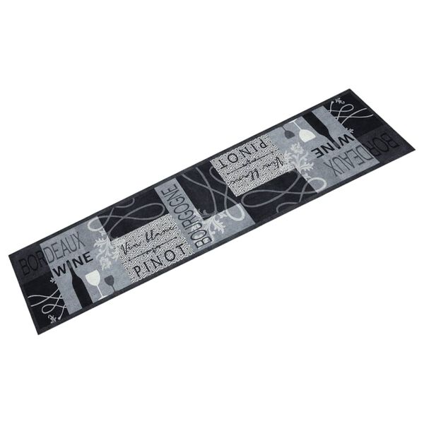 vidaXL Kuchynsk&yacute; koberec, prateľn&yacute;, V&iacute;no, siv&yacute; 60x300 cm, zamat