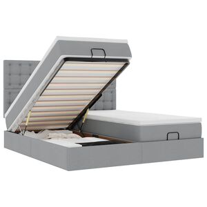 vidaXL Osmansk&yacute; r&aacute;m postele s matracmi svetlosiv&aacute; 200x200 cm l&aacute;tka