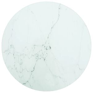 vidaXL Stolov&aacute; doska, biela &Oslash;30x0,8 cm, tvrden&eacute; sklo, mramorov&yacute; dizajn