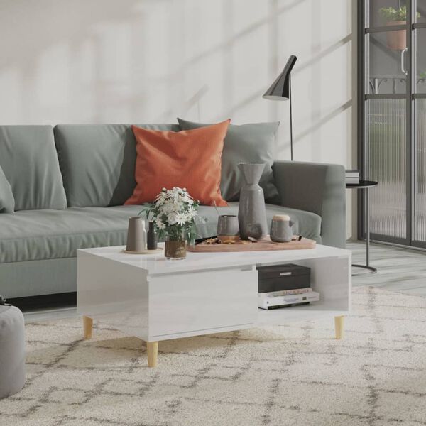 vidaXL Konferenčn&yacute; stol&iacute;k, leskl&yacute; biely 90x60x35 cm, kompozitn&eacute; drevo