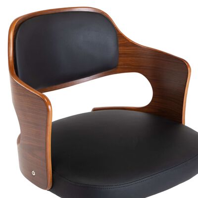 vidaXL Otočná jedálenská stolička, čierna, ohýbané drevo a umelá koža