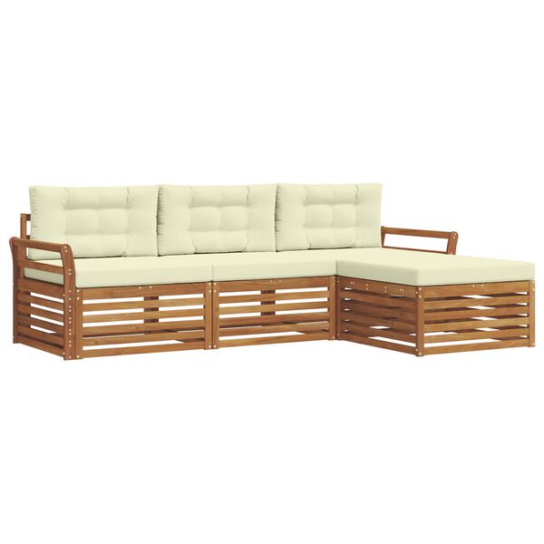 vidaXL Z&aacute;hradn&aacute; s&uacute;prava gaučov s vank&uacute;&scaron;om 4 pcs Pr&iacute;rodn&aacute; a kr&eacute;mov&aacute;