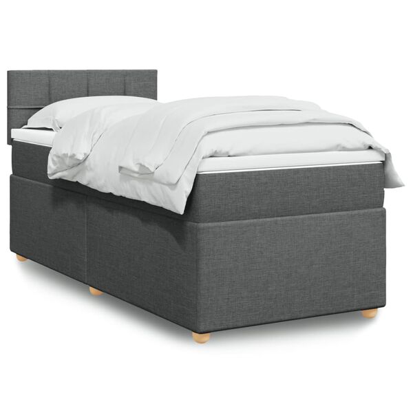 vidaXL Boxspring posteľ s matracom tmavosiv&aacute; 100x200 cm l&aacute;tka
