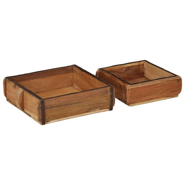 vidaXL Podnos 2 pcs Hned&aacute; 29 x 31 x 10 cm Mas&iacute;vne obnoven&eacute; drevo