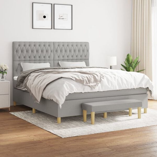 vidaXL Boxspring posteľ s matracom bledosiv&aacute; 180x200 cm l&aacute;tka