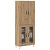 vidaXL Highboard 2 pcs Remeseln&yacute; dub Kon&scaron;trukčn&eacute; drevo a sklo