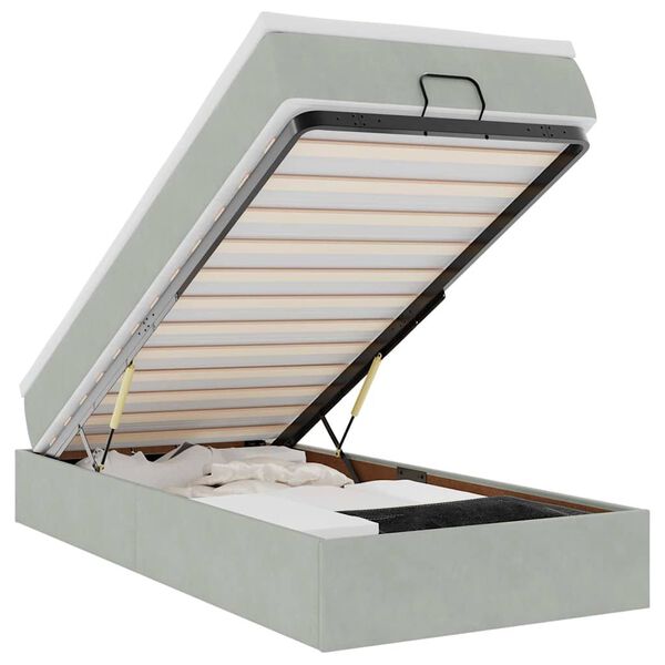 vidaXL Osmansk&yacute; r&aacute;m postele s matracom svetlosiv&aacute; 90x190 cm zamat