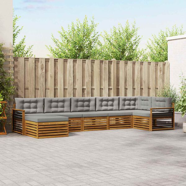 vidaXL S&uacute;pravy pohoviek s vank&uacute;&scaron;om 7 pcs Pr&iacute;rodn&aacute; a svetlosiv&aacute;