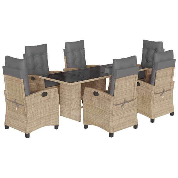 vidaXL 7-dielna z&aacute;hr. jed&aacute;lensk&aacute; sada s vank&uacute;&scaron;mi mix b&eacute;žovej polyratan