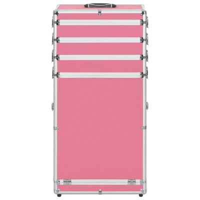 vidaXL Make-up kufrík ružový hliníkový