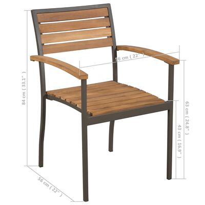 vidaXL Stohovateľné vonkajšie stoličky 2 ks, akáciový masív a oceľ