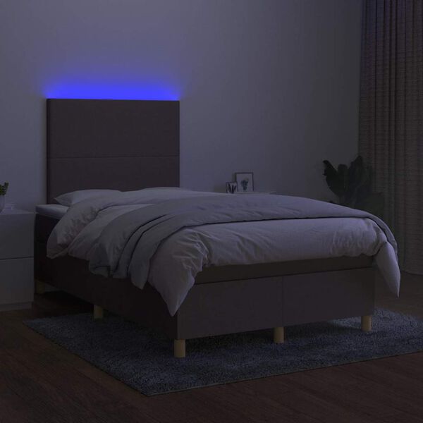 vidaXL Boxspring posteľ s matracom a LED sivohned&aacute; 120x190 cm l&aacute;tka