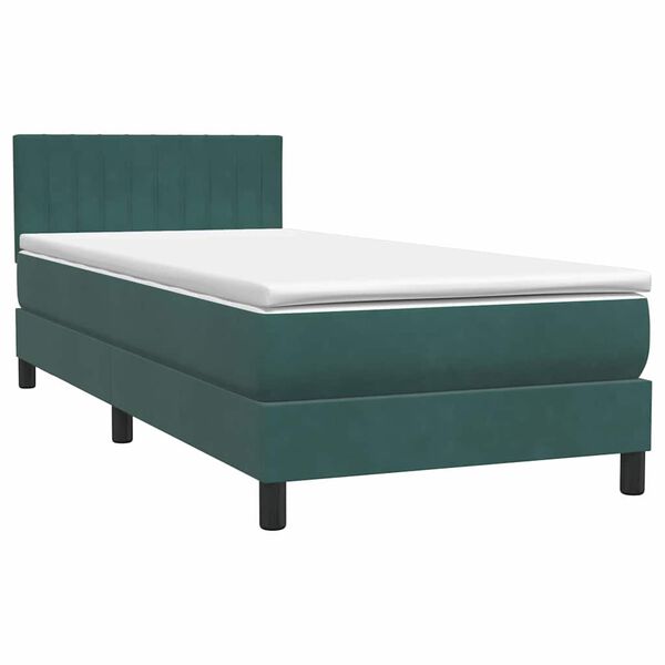vidaXL Posteľn&yacute; r&aacute;m boxspring s matracom Tmavozelen&aacute; 80x210 cm zamat