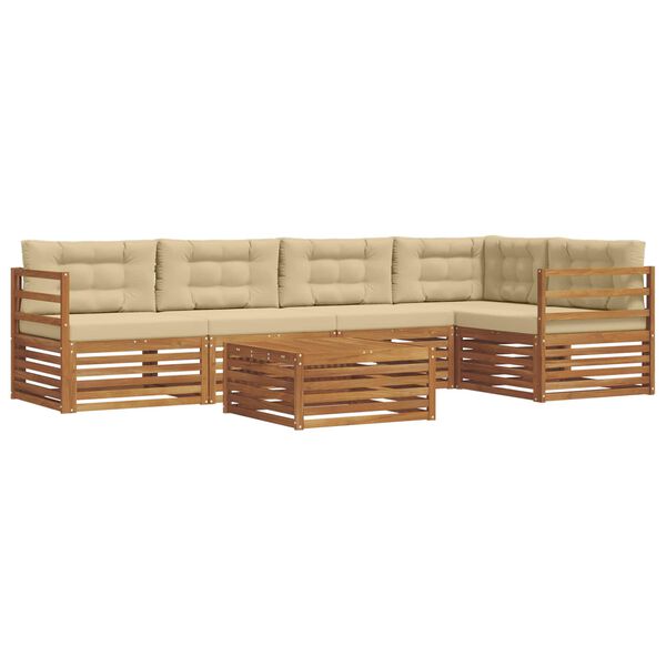 vidaXL Z&aacute;hradn&aacute; s&uacute;prava gaučov s vank&uacute;&scaron;om 6 pcs Pr&iacute;rodn&aacute; a b&eacute;žov&aacute;