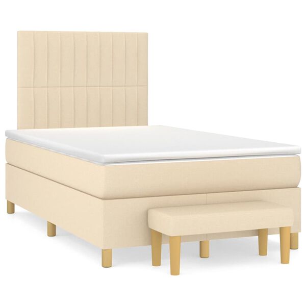 vidaXL Boxspring posteľ s matracom kr&eacute;mov&yacute; 120x200 cm l&aacute;tka
