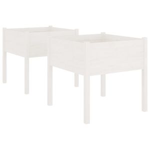 vidaXL Z&aacute;hradn&eacute; kvetin&aacute;če 2 ks biele 70x70x70 cm borovicov&yacute; mas&iacute;v