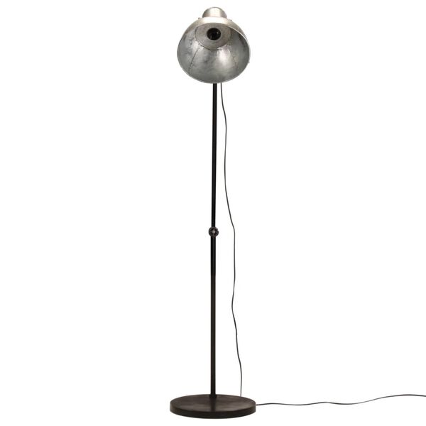 vidaXL Podlahová lampa 25 W starožitná strieborná 150 cm E27