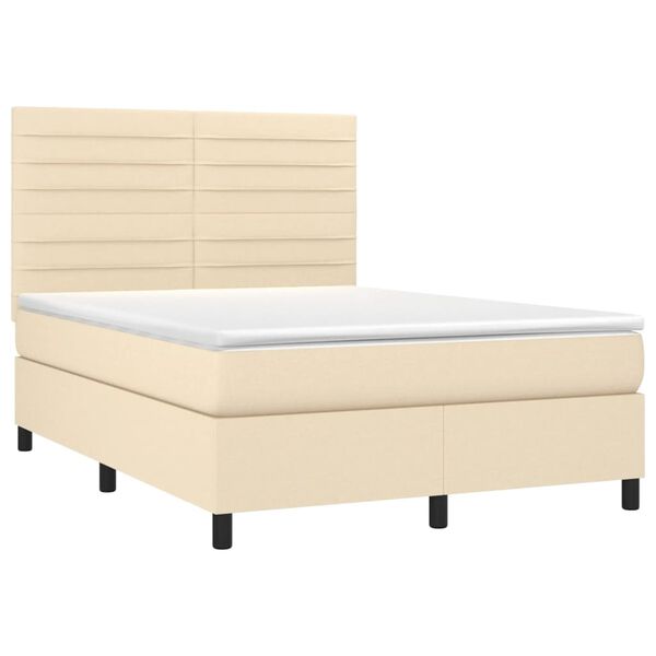 vidaXL Posteľn&yacute; r&aacute;m boxspring s matracom kr&eacute;mov&yacute; 140x200 cm l&aacute;tka