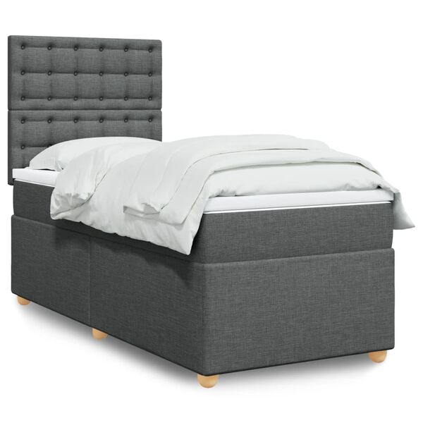 vidaXL Boxspring posteľ s matracom tmavosivá 100x200 cm látka