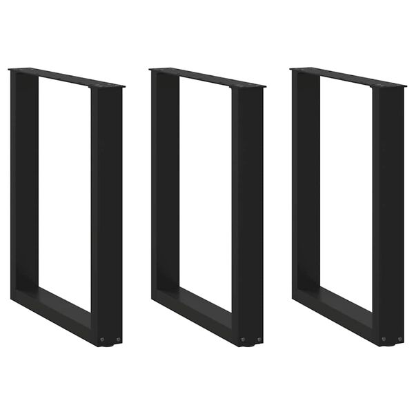 vidaXL Nohy k jed&aacute;lensk&eacute;mu stolu v tvare U, 3 ks, čierne, 70 x (72-73) cm, oceľov&eacute;