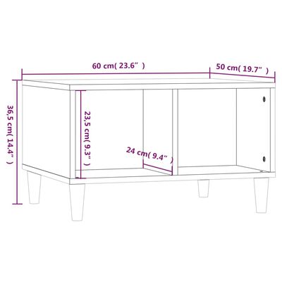 vidaXL Konferenčný stolík betónový sivý 60x50x36,5 cm spracované drevo