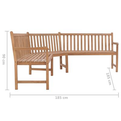 vidaXL Záhradná rohová lavica 185x185x90 cm masívne tíkové drevo