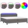 vidaXL Boxspring posteľ s matracom a LED siv&aacute; 200x200 cm umel&aacute; koža